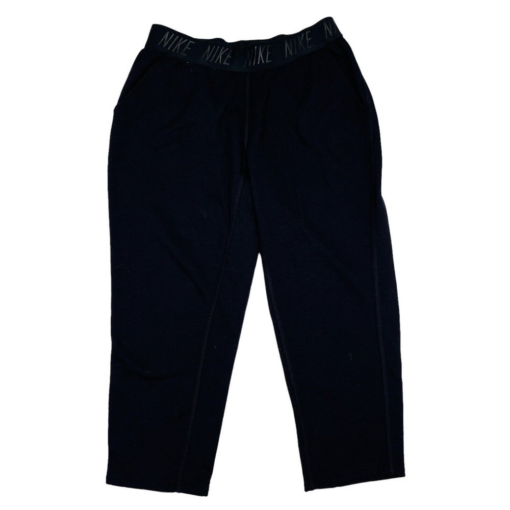 Nike Pants Women's Size Medium Black Cropped Training‎ Elastic Waist Activewear